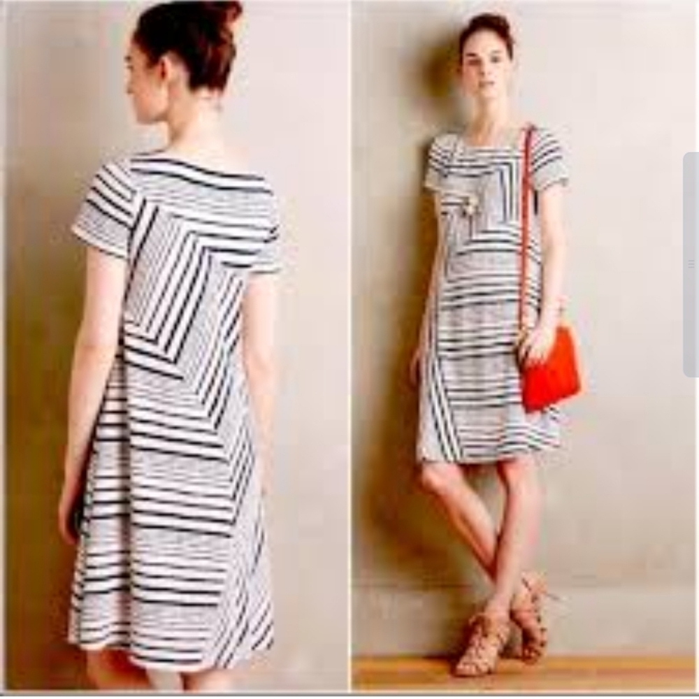 MAEVE white blue striped dress S Anthropologie